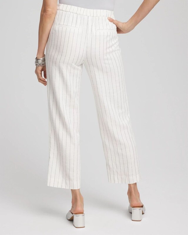 Metallic Striped Straight Cropped Pants - image 3